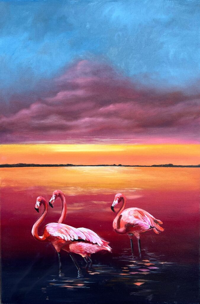 Flamingo Sunset 60 x 40 cm